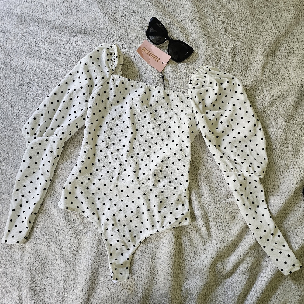 Missguided White Polka Dot Bodysuit